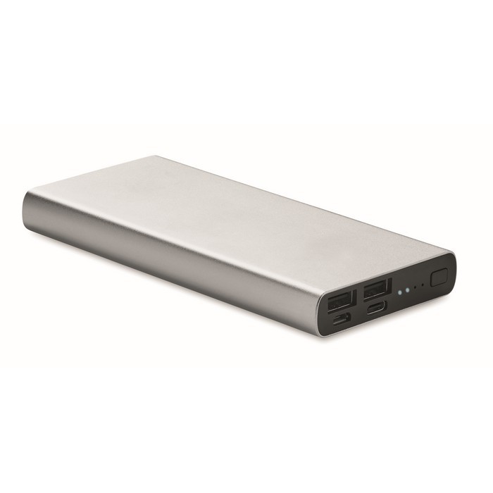 Powerbank de 10000 mAh con USB tipo C color plateado mate Powerbank de 10000 mAh con USB tipo C color plateado mate