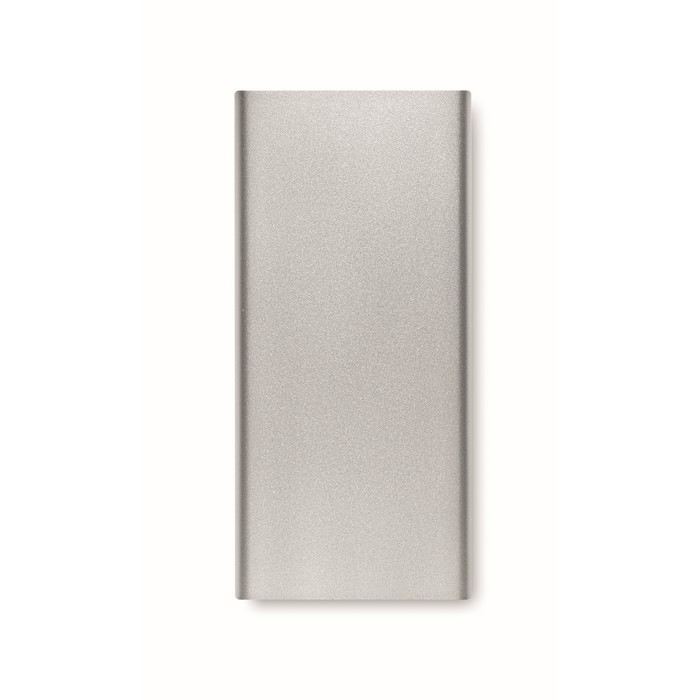 Powerbank de 10000 mAh con USB tipo C color plateado mate segunda vista Powerbank de 10000 mAh con USB tipo C color plateado mate segunda vista