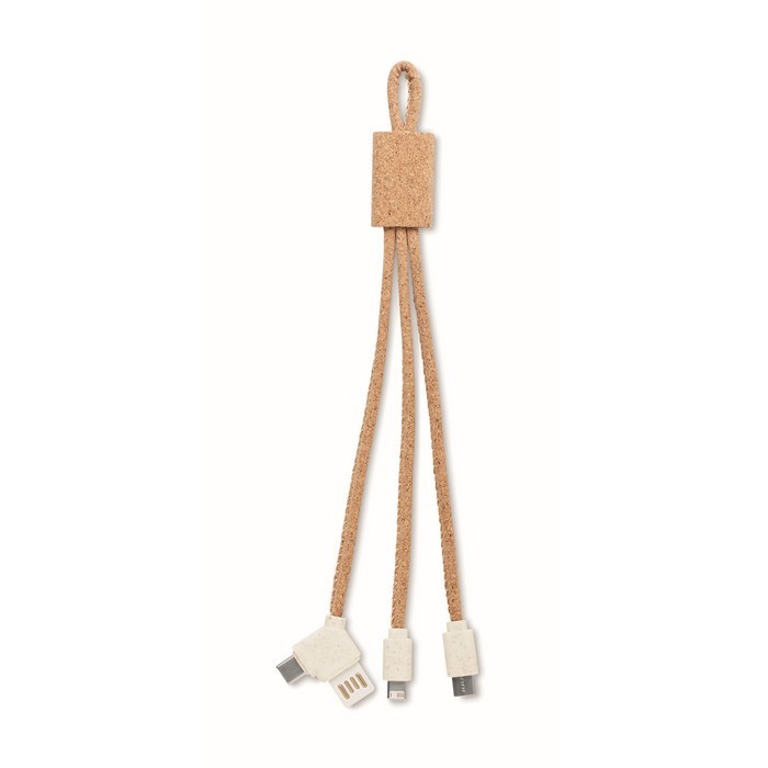 Cable de carga con tres conexiones color beige Cable de carga con tres conexiones color beige