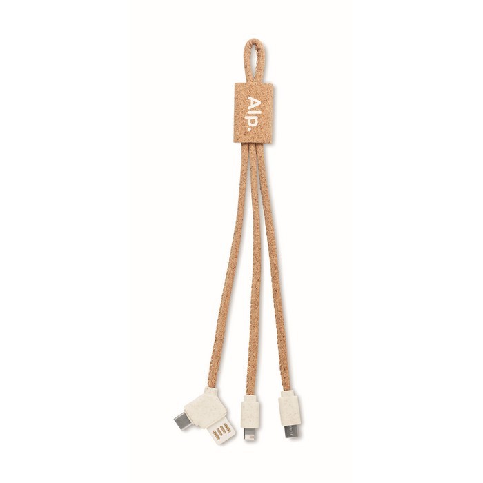 Cable de carga con tres conexiones color beige vista principal Cable de carga con tres conexiones color beige vista principal