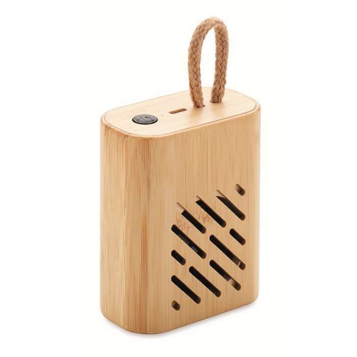 Altavoz bluetooth 5.0 compacto de bambú color madera Altavoz bluetooth 5.0 compacto de bambú color madera
