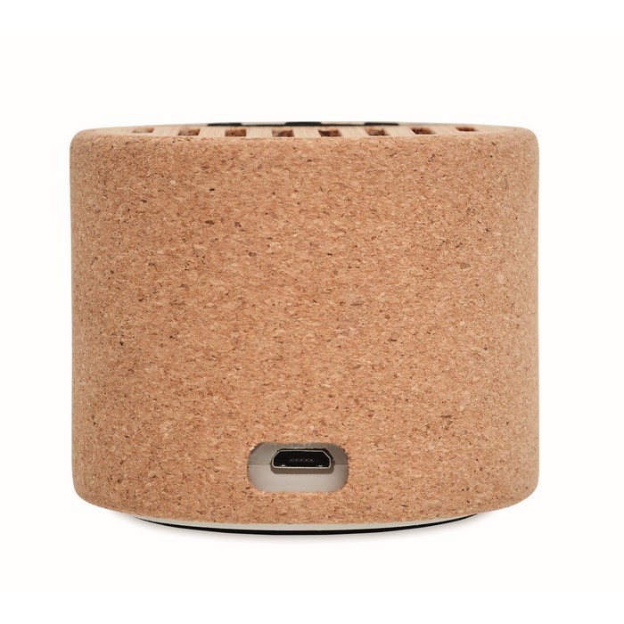 Altavoz bluetooth 5.3 de corcho color beige tercera vista Altavoz bluetooth 5.3 de corcho color beige tercera vista