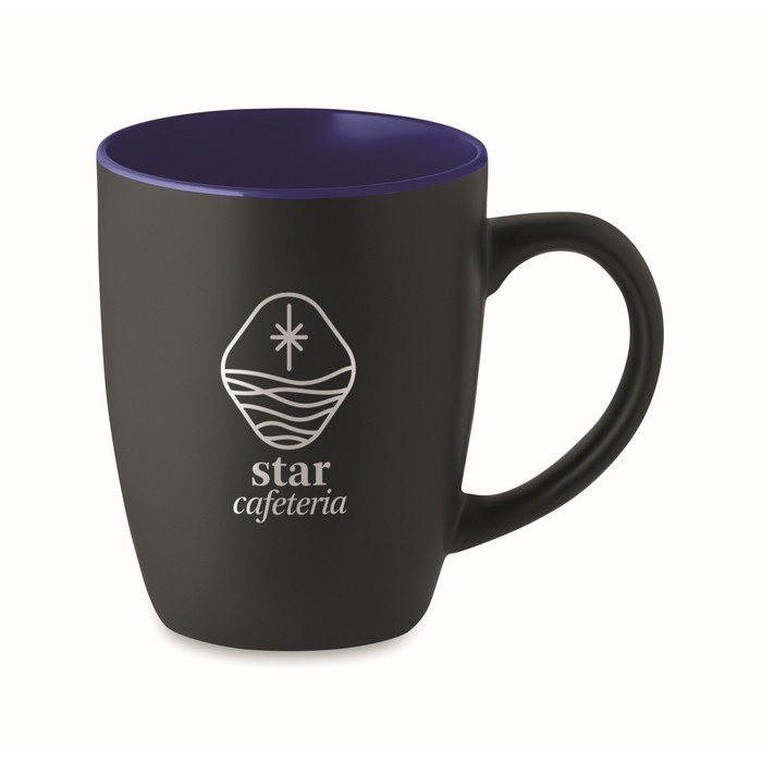 Taza de cerámica con interior brillante color azul ultramarino vista principal Taza de cerámica con interior brillante color azul ultramarino vista principal