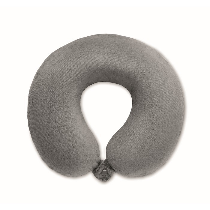 Almohada de viaje de espuma con bolsa color gris cuarta vista