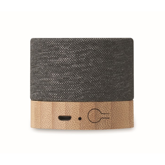 Altavoz de RPET y bambú con conexión 5.0 color negro tercera vista