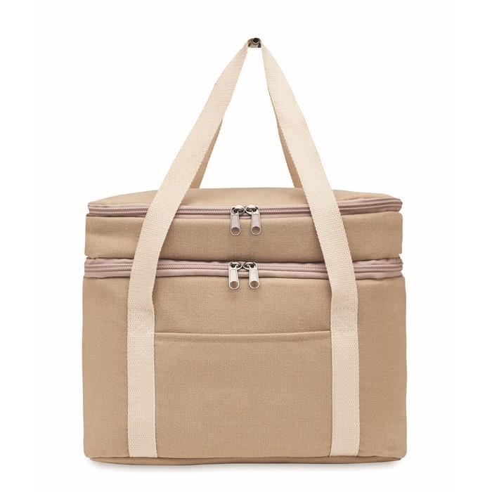 Bolsa nevera con dos compartimentos 320 g/m2 color beige tercera vista