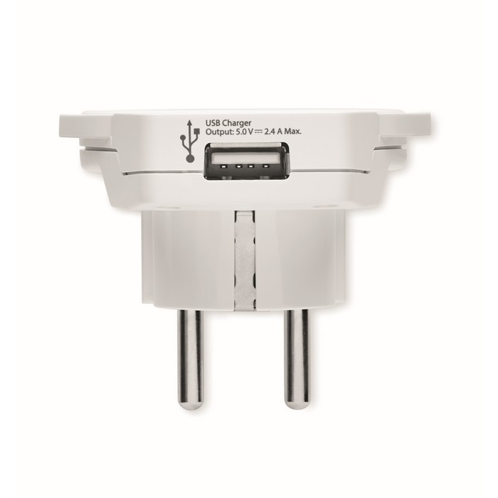 Adaptador de viaje compacto color blanco quinta vista