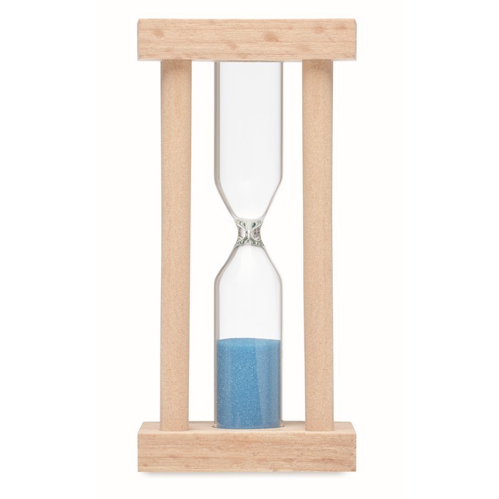 Reloj de arena de madera color madera tercera vista Reloj de arena de madera color madera tercera vista