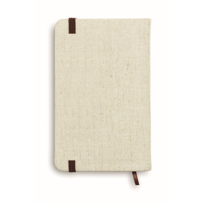 Libreta A6 con banda elástica y marcapáginas color beige primera vista