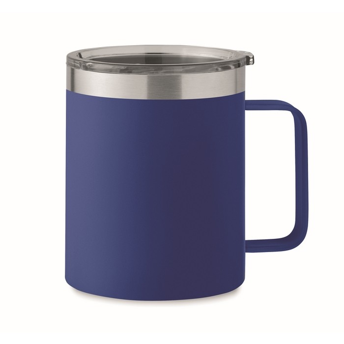 Vaso antifugas de acero inoxidable reciclado con tapa 300ml color azul Vaso antifugas de acero inoxidable reciclado con tapa 300ml color azul