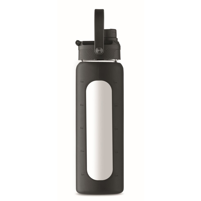Botella de vidrio con funda de silicona y tapa con asa 750ml color negro octava vista