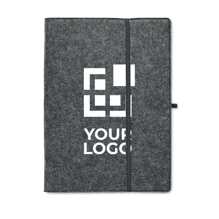Portadocumentos en fieltro RPET con bloc y portabolígrafo A4 vista principal
