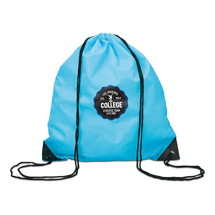Mochilas de cuerdas personalizadas baratas color Turquesa impreso Mochilas de cuerdas personalizadas baratas color Turquesa impreso