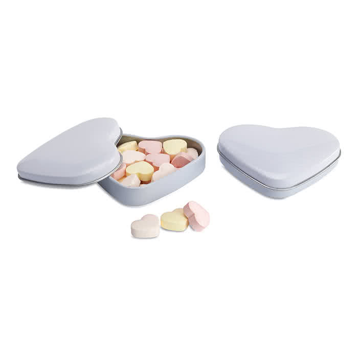 Caja en forma de corazón con caramelos color Blanco segunda vista Caja en forma de corazón con caramelos color Blanco segunda vista