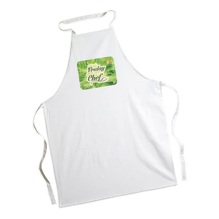 Delantales para empresas color Blanco cuarta vista con logo