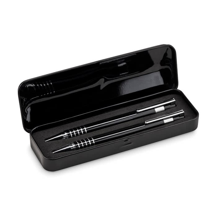 Set bolígrafo y lápiz personalizado negro Set bolígrafo y lápiz personalizado negro