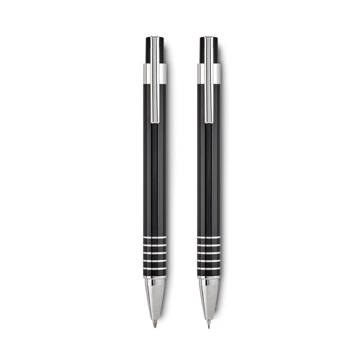 Estuche con bolígrafo y lápiz personalizable negro Estuche con bolígrafo y lápiz personalizable negro