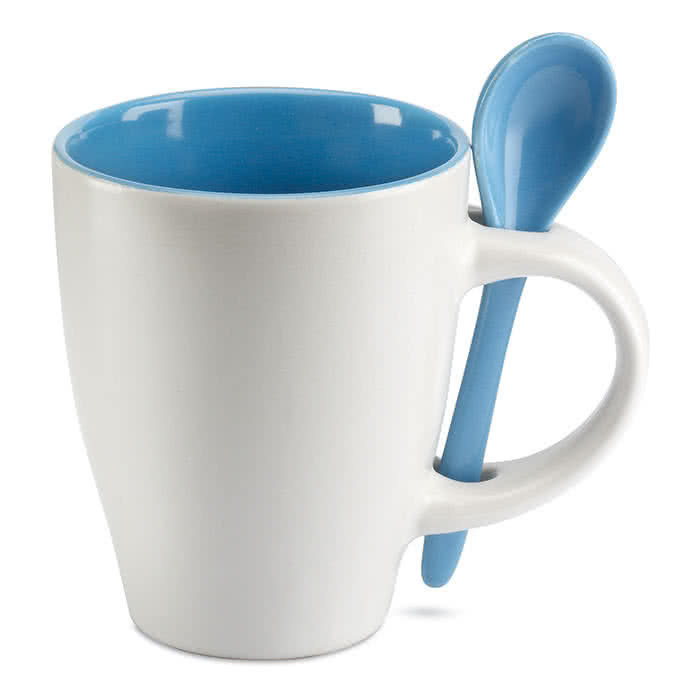 Taza personalizada con cuchara de 250ml color Azul Taza personalizada con cuchara de 250ml color Azul