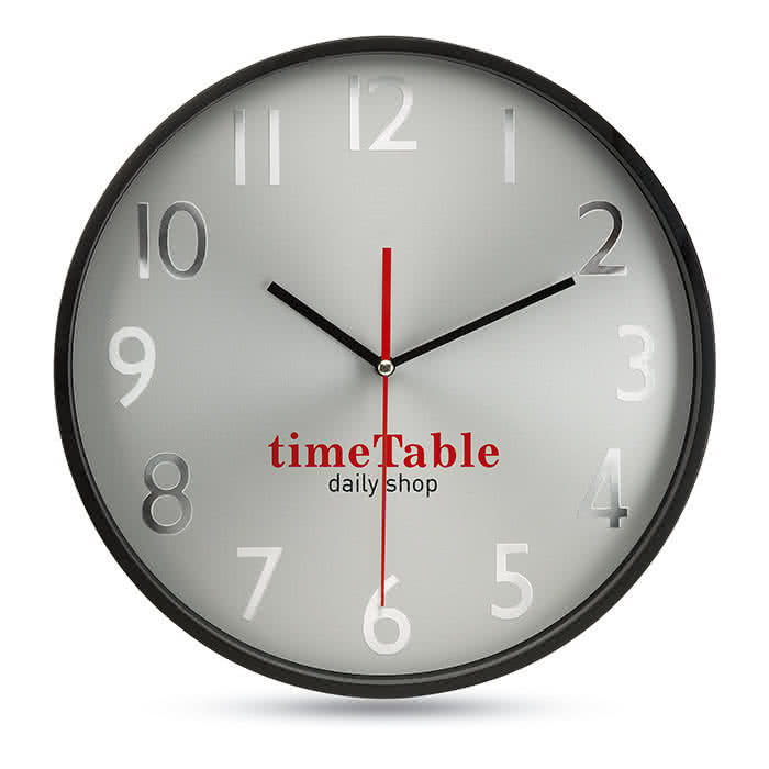 Reloj publicitario con esfera plateada color Negro cuarta vista con logo Reloj publicitario con esfera plateada color Negro cuarta vista con logo