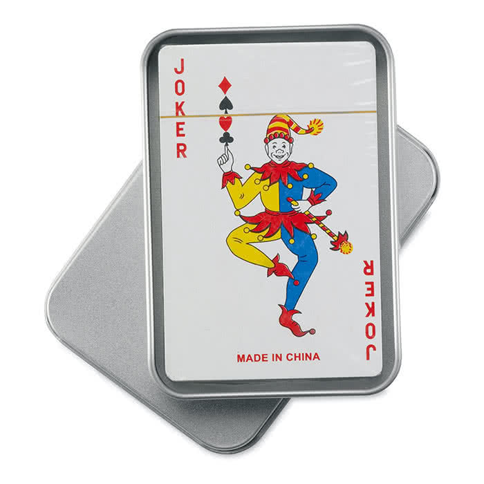 Baraja cartas en caja metal personalizada color Plateado Mate segunda vista Baraja cartas en caja metal personalizada color Plateado Mate segunda vista