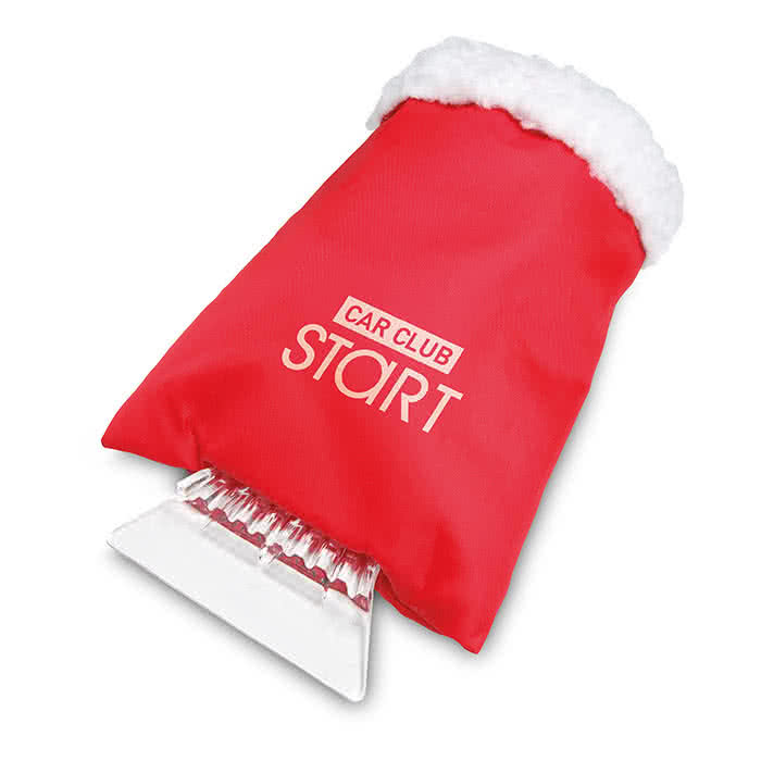 Rascador de hielo personalizado con manopla color Rojo cuarta vista con logo Rascador de hielo personalizado con manopla color Rojo cuarta vista con logo