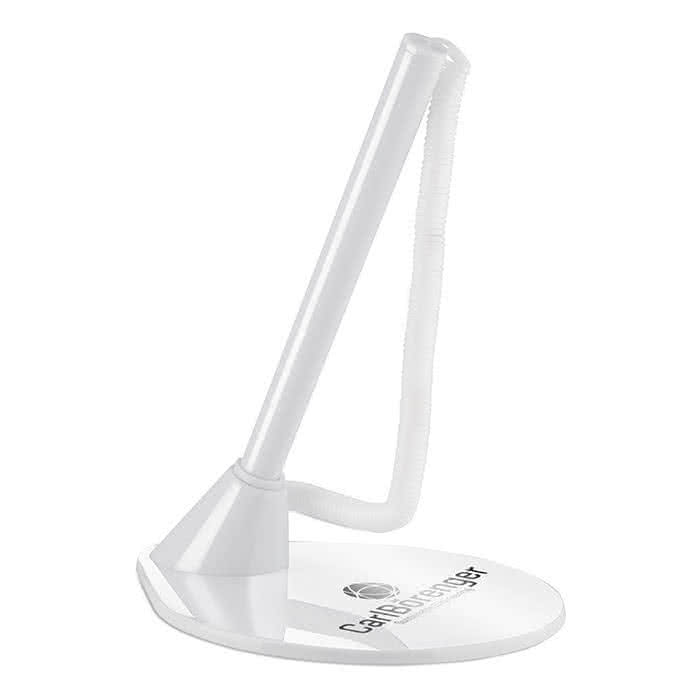 Bolígrafo personalizado con soporte color Blanco cuarta vista con logo Bolígrafo personalizado con soporte color Blanco cuarta vista con logo