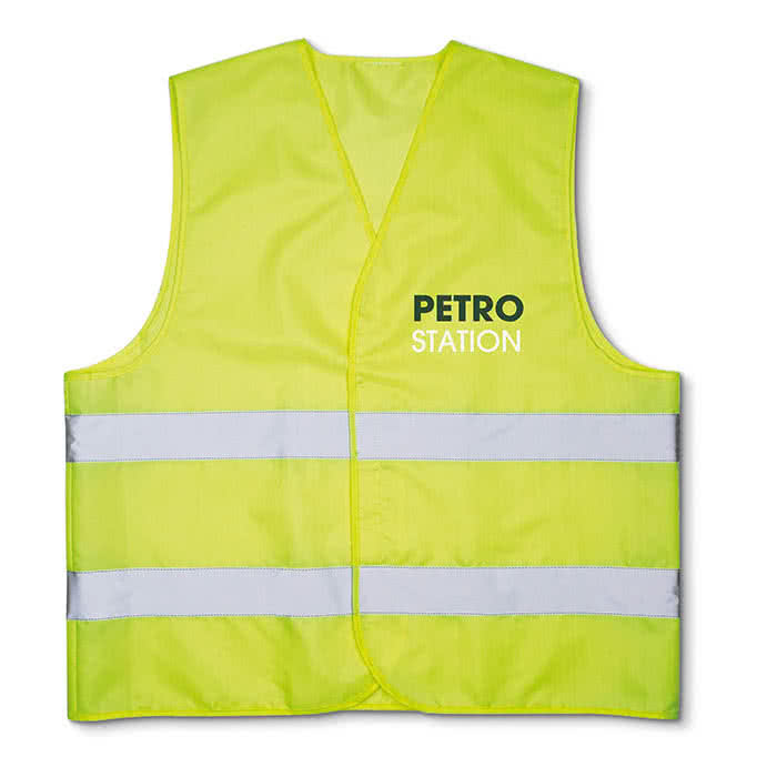 Chalecos reflectantes serigrafiados color Amarillo impreso