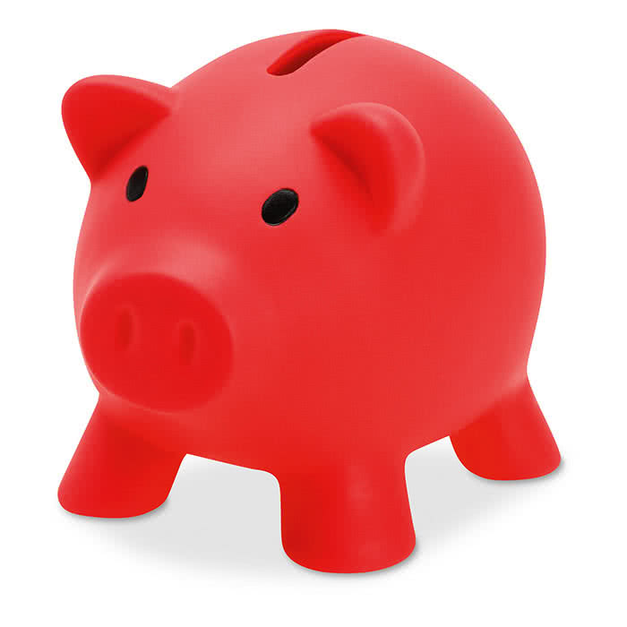 Hucha publicitaria de cerdito color Rojo Hucha publicitaria de cerdito color Rojo