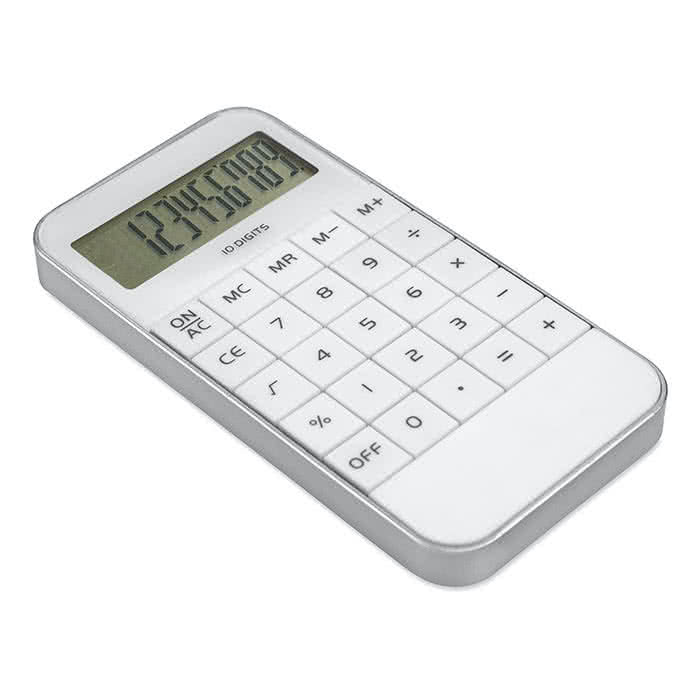 Calculadora promocional para empresas color Blanco Calculadora promocional para empresas color Blanco