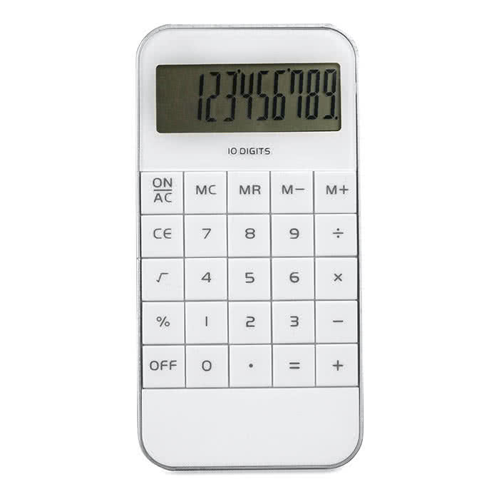 Calculadora promocional para empresas color Blanco segunda vista Calculadora promocional para empresas color Blanco segunda vista