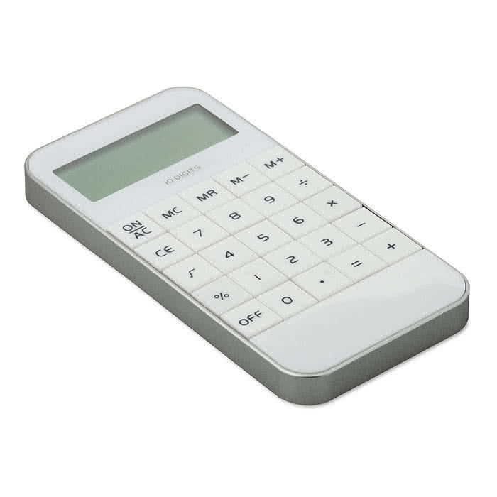 Calculadora promocional para empresas color Blanco cuarta vista Calculadora promocional para empresas color Blanco cuarta vista