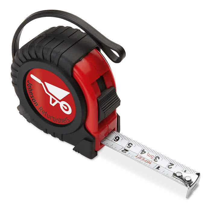 Cinta métrica de 5m color Negro cuarta vista con logo