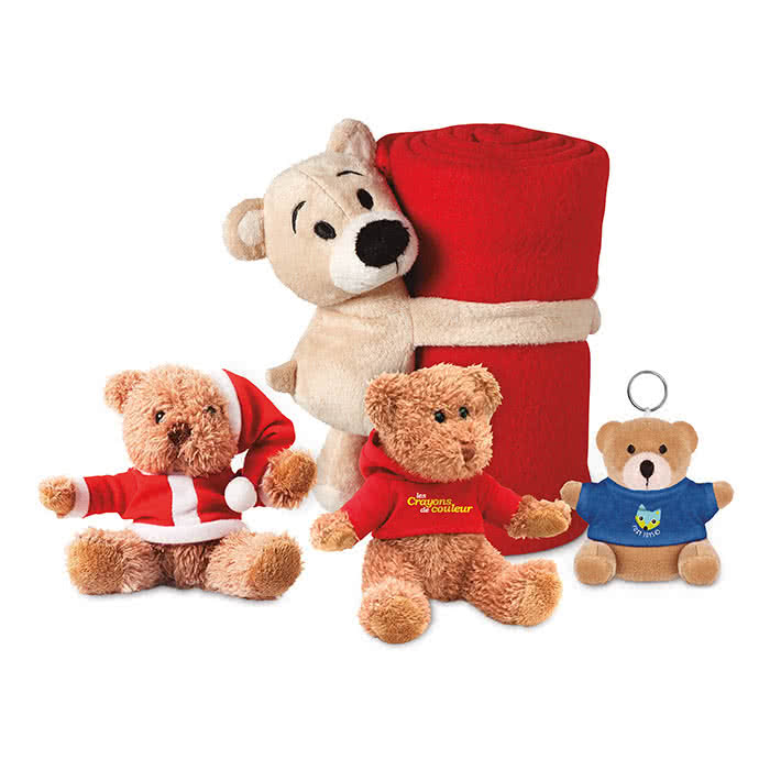 Manta polar personalizada con peluche color Rojo tercera vista