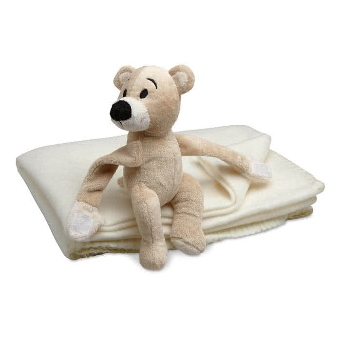 Manta polar personalizada con peluche color Blanco segunda vista