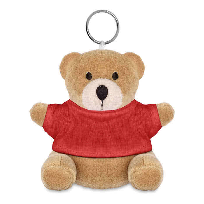 Llavero publicitario con osito de peluche color Rojo