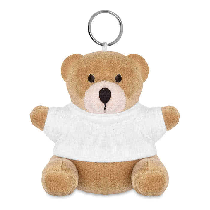 Llavero publicitario con osito de peluche color Blanco