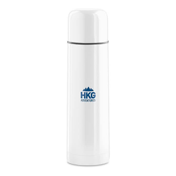 Termo de colores 500ml color Blanco cuarta vista con logo