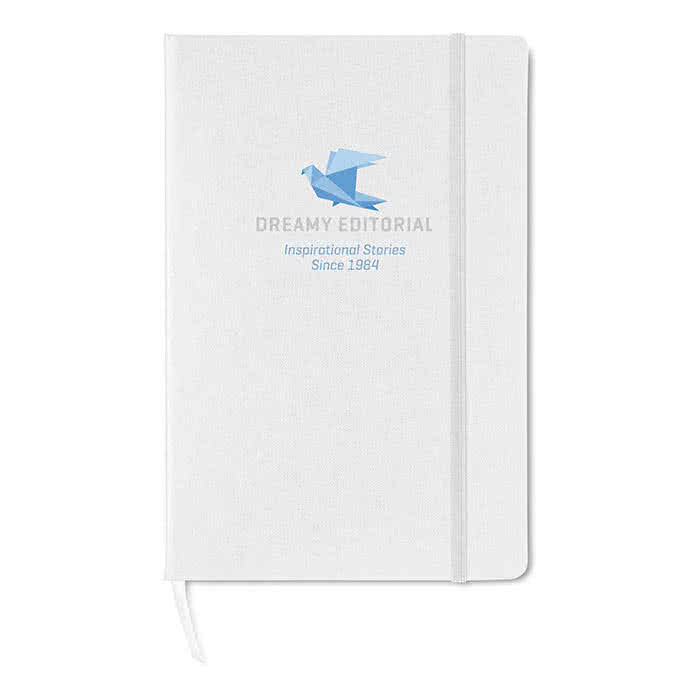 Libreta publicitaria de papel cuadriculado color Blanco impreso