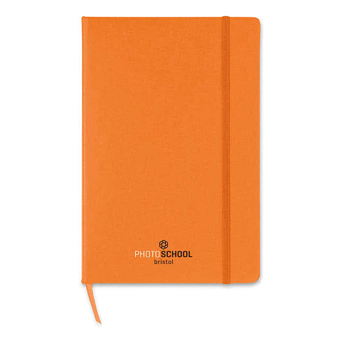 Libreta publicitaria de papel cuadriculado color Naranja impreso