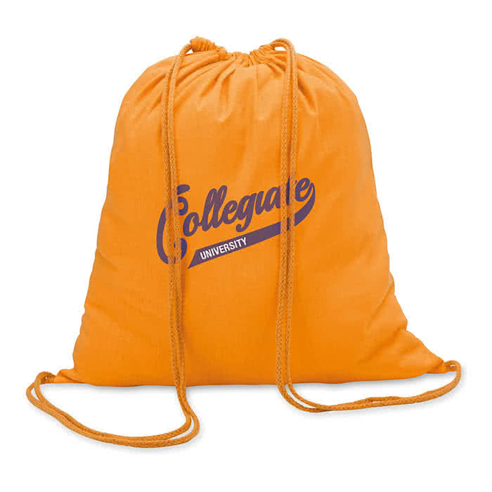 Mochila personalizada algodón para publicidad color Naranja cuarta vista con logo Mochila personalizada algodón para publicidad color Naranja cuarta vista con logo