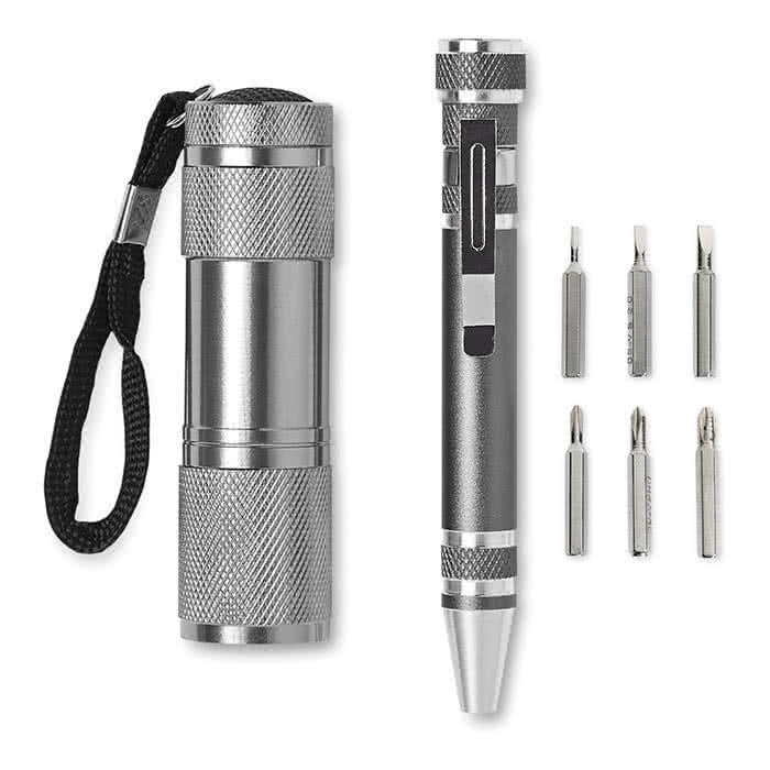 Set de regalo de linterna con bolígrafo color Titanio segunda vista