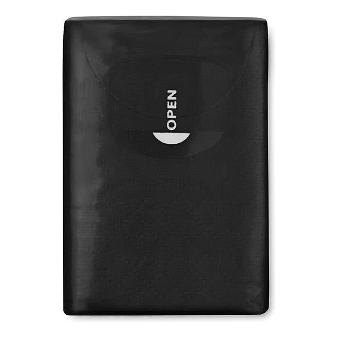 Paquete de pañuelos personalizados color Negro segunda vista Paquete de pañuelos personalizados color Negro segunda vista