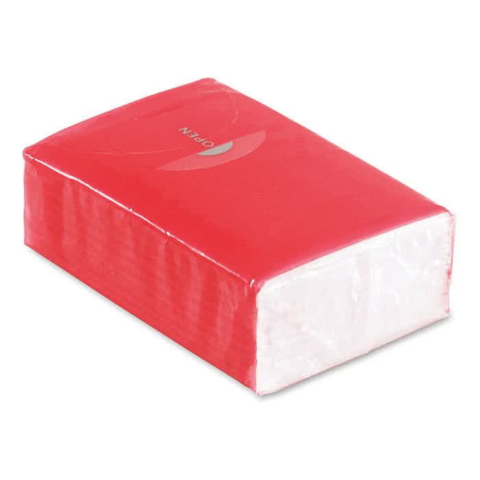 Paquete de pañuelos personalizados color Rojo tercera vista Paquete de pañuelos personalizados color Rojo tercera vista