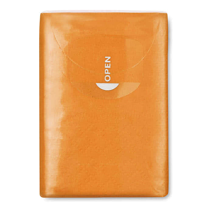 Paquete de pañuelos personalizados color Naranja segunda vista Paquete de pañuelos personalizados color Naranja segunda vista