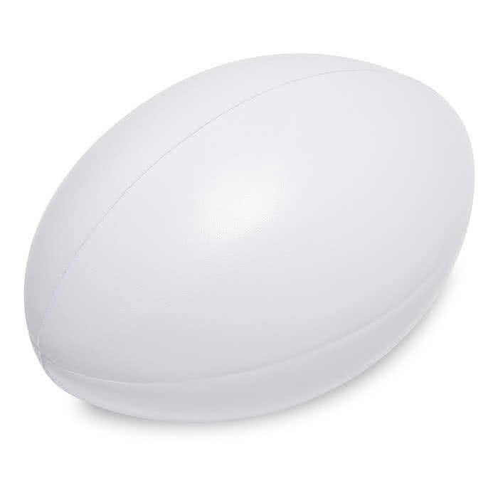 Pelota de rugby antiestrés para publicidad color Blanco segunda vista
