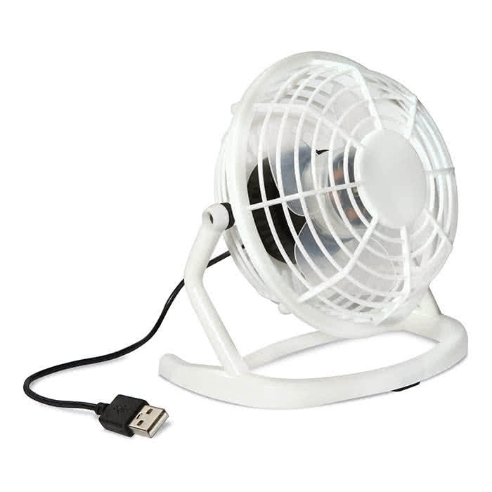 Ventilador usb publicitario de diseño color Blanco tercera vista Ventilador usb publicitario de diseño color Blanco tercera vista