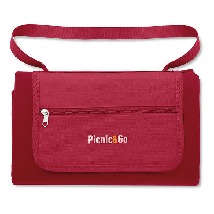Mantel de picnic en bolsa para publicidad color Rojo cuarta vista con logo Mantel de picnic en bolsa para publicidad color Rojo cuarta vista con logo