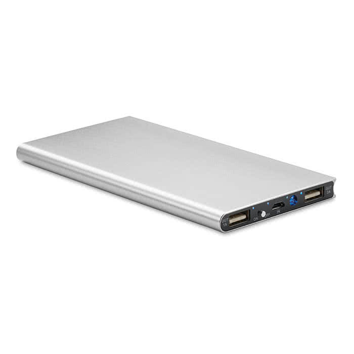 Batería externa personalizada 8000mAh color Plateado Mate Batería externa personalizada 8000mAh color Plateado Mate