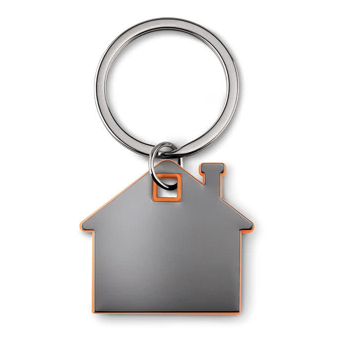 Llavero de merchandising en forma de casa color Naranja segunda vista Llavero de merchandising en forma de casa color Naranja segunda vista
