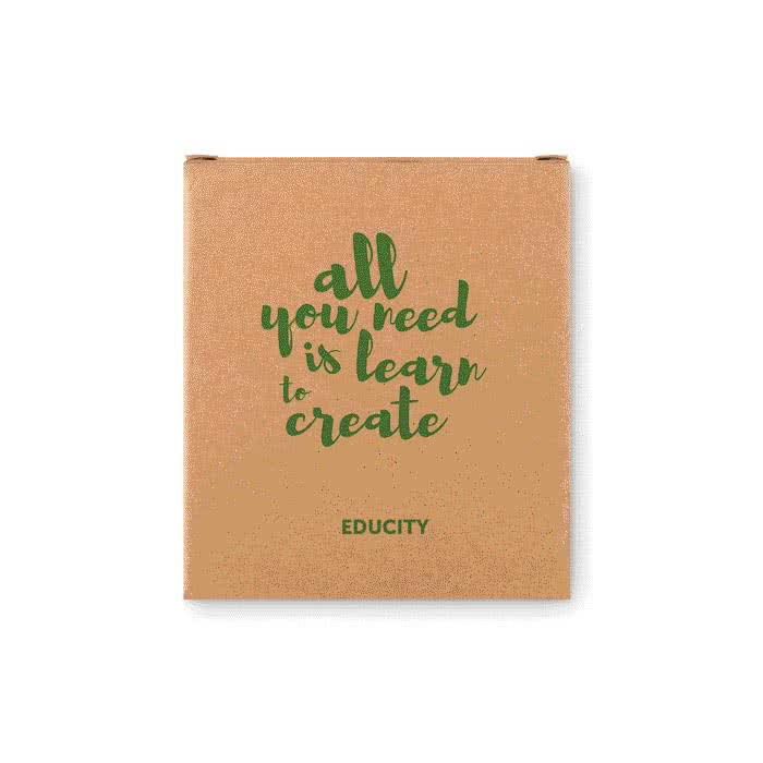 Caja de 4 tizas de colores para regalar color Beige cuarta vista con logo